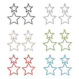 6 пары 6 цветные полые серьги-гвоздики в форме звезды из сплава со стразами для женщин