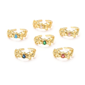 Double Lizard Cubic Zircon Cuff Ring for Wome, Real 18K Gold Plated Brass Animal Open Ring, Cadmium Free & Lead Free