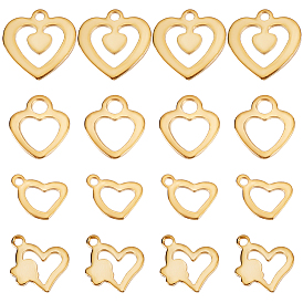 48 шт 4 стиль 201 подвески из нержавеющей стали, полый, сердце