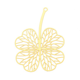 Латунные филигранные большие подвески, Четыре листа клевера, гравированные металлические украшения