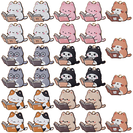 28 шт 7 цвета подвески из цинкового сплава с эмалью, кошка, золотой свет