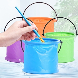 Plastic Portable Retractable Buckets, Paint Brush Tub, Paint Brush Cleaner, Watercolor Paint Basin, with Rubber Handle