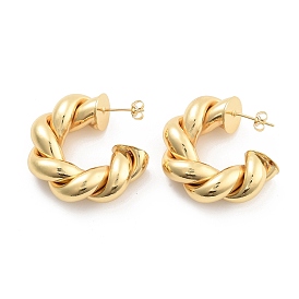 Rack Plating Brass Stud Earrings, Cadmium Free & Lead Free, Long-Lasting Plated, Twist