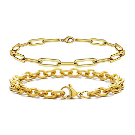 Fashionable Simple Unisex Metal Square Chain Paperclip Chain Multilayer Chain Bracelet