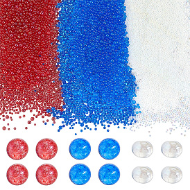 12Bags 3 Colors Glass Beads, No Hole, Round, Colors Vary in Shades