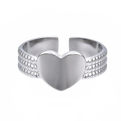 304 anillo de corazón de acero inoxidable, anillo grueso para mujer