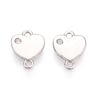 925 подвески-коннекторы из стерлингового серебра с микропаве и прозрачным фианитом, сердечные ссылки, родий