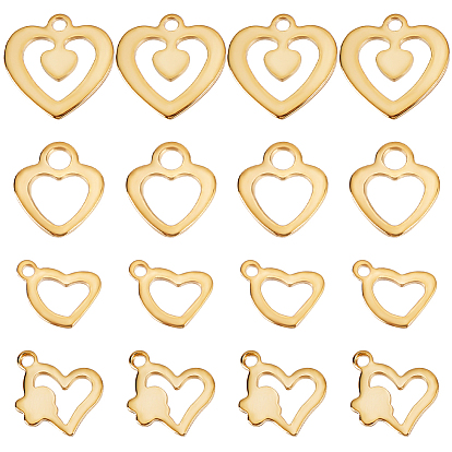 48 шт 4 стиль 201 подвески из нержавеющей стали, полый, сердце