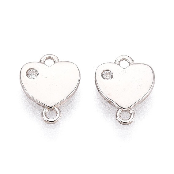 925 подвески-коннекторы из стерлингового серебра с микропаве и прозрачным фианитом, сердечные ссылки, родий