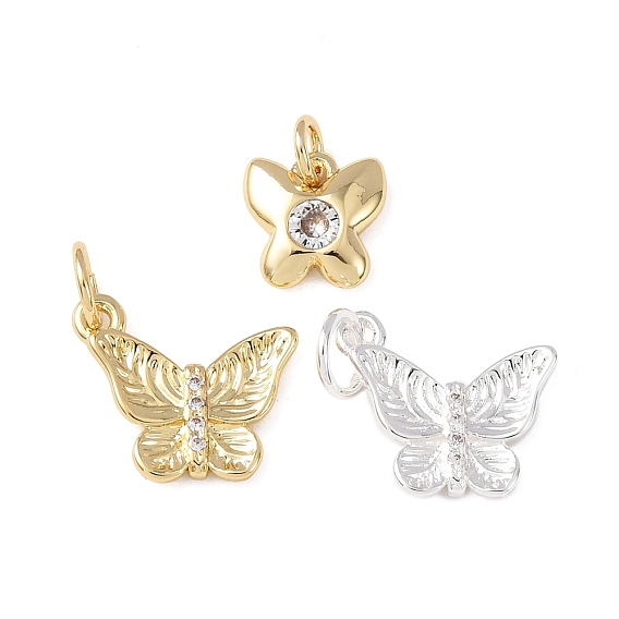 Латунные микро проложить кубического циркония подвески, бабочки прелести, без кадмия и без свинца, стойки покрытие, долговечный, с целью перехода в кольце