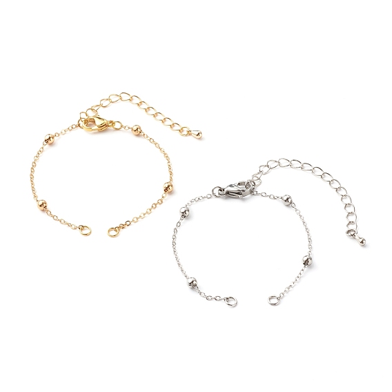 Handmade Brass Cable Chains Bracelets Making Accessories, with Cable Chain & Curb Chain, 304 Stainless Steel Jump Rings, Lobster Claw