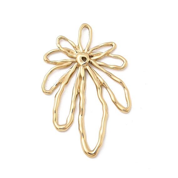 Полые 304 из нержавеющей стали кулоны, цветочный шарм