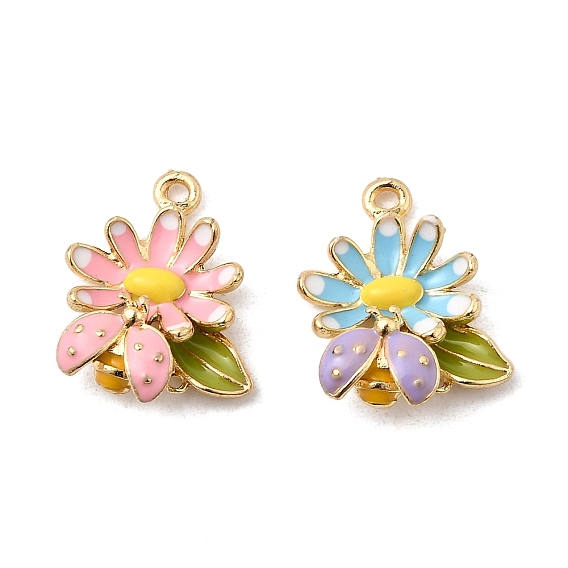Подвески из эмали и сплава, цветок, золотые