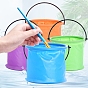 Пластиковые портативные выдвижные ведра, ванна с кистью, очиститель малярных кистей, тазик с акварельными красками, с резиновой ручкой