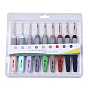 Aluminum Diverse Size Crochet Hooks Set, with ABS Plastic Handle, for Braiding Crochet Sewing Tools, Light Gold