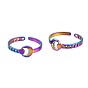 304 Stainless Steel Crescent Moon Cuff Ring, Rainbow Color Open Ring for Women