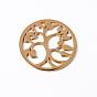 304 Stainless Steel Filigree Joiners, Flat Round with Tree, 35x2mm