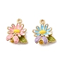 Подвески из эмали и сплава, цветок, золотые