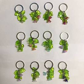 Llavero colgante de acrílico y murano, con fornituras de hierro, para la decoración del bolso de la llave del coche, hoja y lirio de los valles