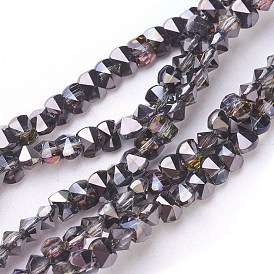 Perlas de vidrio galvanizadas con revestimiento al vacío de PVD, medio chapado, facetados, diamante