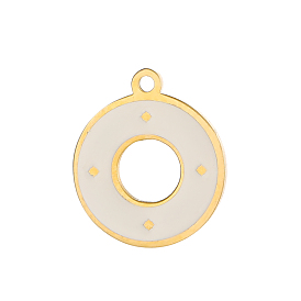 304 нержавеющей стальной эмали подвески, плоские круглые прелести, ионное покрытие (ip), реальный 14 k позолоченный