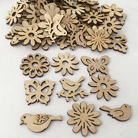 50Pcs Christmas Unfinished Wooden Ornaments, Christmas Hanging Decorations, for Party Gift Home Decoration
