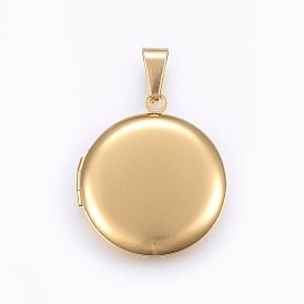 304 подвески из нержавеющей стали Locket, плоско-круглые