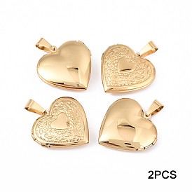 2 шт. 316 подвески-медальоны из хирургической нержавеющей стали, сердце
