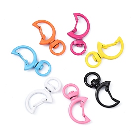 Spray Painted Alloy Swivel Snap Hooks Clasps, Cadmium Free & Nickel Free & Lead Free, Moon