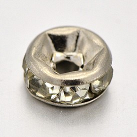 Flat Round Brass Rhinestone Spacer Beads