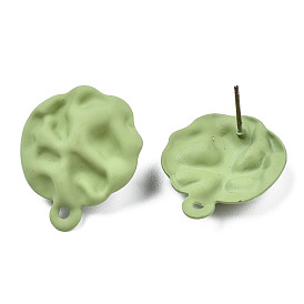 Окрашенные спрей железные серьги, с горизонтальными петлями, забитый плоский круглый