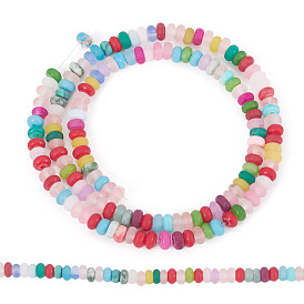 1 нити из натуральных смешанных камней, матовые, рондель, смешанные окрашенные и неокрашенные