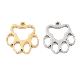 304 Stainless Steel Charms, Cut-Out, Paw Print
