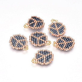 Подвески из японского бисера miyuki & toho ручной работы, Ткацкий станок, плоские круглые с знаком мира