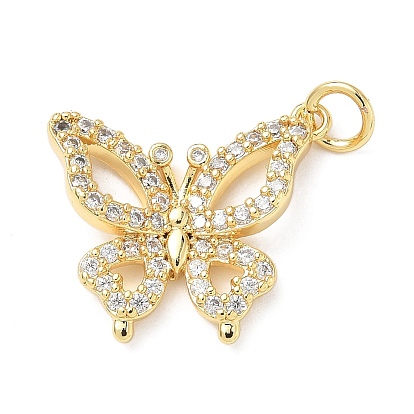 Латунные микро проложить кубического циркония подвески, без кадмия и без свинца, бабочки прелести, с целью перехода в кольце