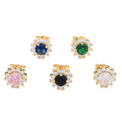 Серьги-гвоздики с кубическим цирконием, золотые латунные украшения для женщин, без никеля 