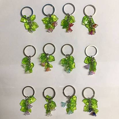 Llavero colgante de acrílico y murano, con fornituras de hierro, para la decoración del bolso de la llave del coche, hoja y lirio de los valles