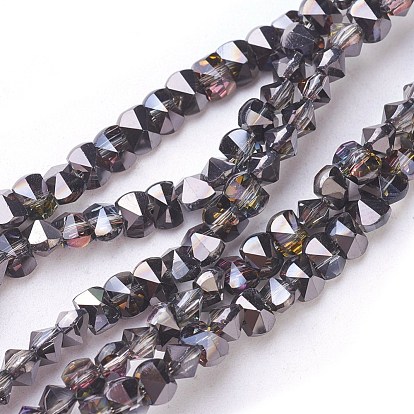 Perlas de vidrio galvanizadas con revestimiento al vacío de PVD, medio chapado, facetados, diamante
