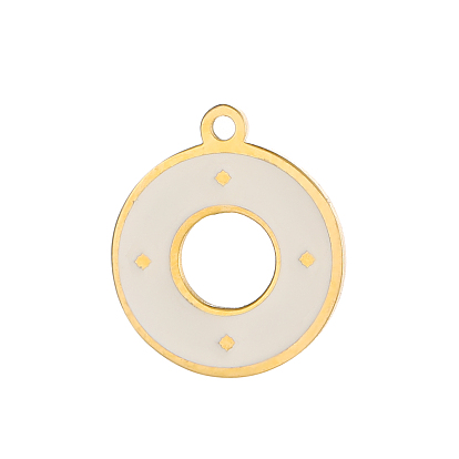 304 нержавеющей стальной эмали подвески, плоские круглые прелести, ионное покрытие (ip), реальный 14 k позолоченный
