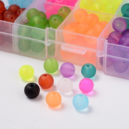 Frosted Round Transparent Glass Beads