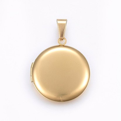 304 подвески из нержавеющей стали Locket, плоско-круглые