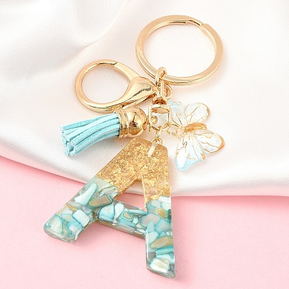 Porte-clés en résine et acrylique, avec pendentif à pompon et accessoires en fer