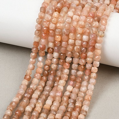Натуральный персиковый лунный камень, граненые, кубические