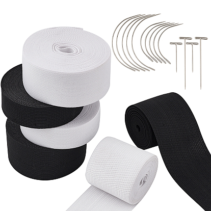 DIY ювелирные изделия, с плоским эластичным резиновым шнуром / лентой, железные изогнутые иглы в форме буквы С и стальные иглы в форме буквы Т