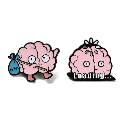 Забавные эмалированные значки в виде мозга, булавки для лацканов из сплава для одежды рюкзака, чёрные