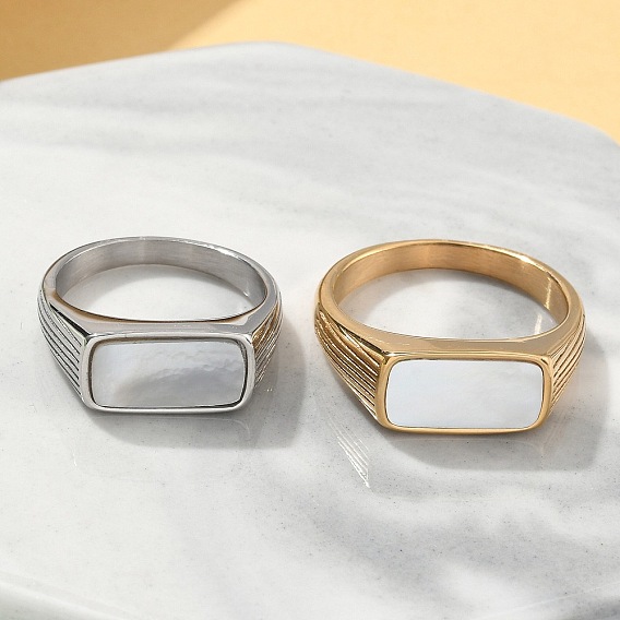 316l перстни из нержавеющей стали для женщин, прямоугольные, ионное покрытие (ip)