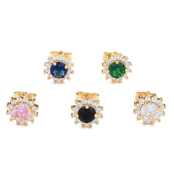 Серьги-гвоздики с кубическим цирконием, золотые латунные украшения для женщин, без никеля 