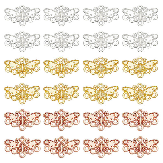ARRICRAFT 120Pcs 3 Colors Alloy Chandelier Components Links, 6 Loop Connector, Long-Lasting Plated, Butterfly