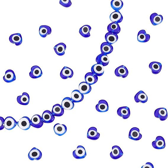 2 нити ручной работы бусины лэмпворк от сглаза нити, сердце