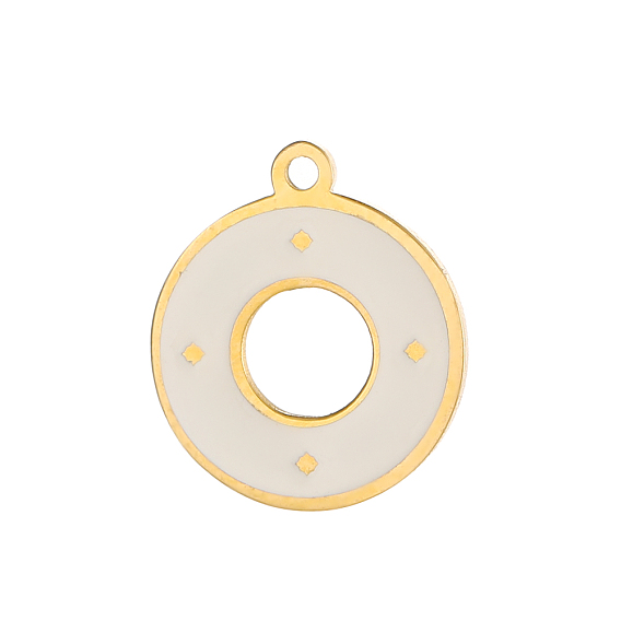 304 нержавеющей стальной эмали подвески, плоские круглые прелести, ионное покрытие (ip), реальный 14 k позолоченный